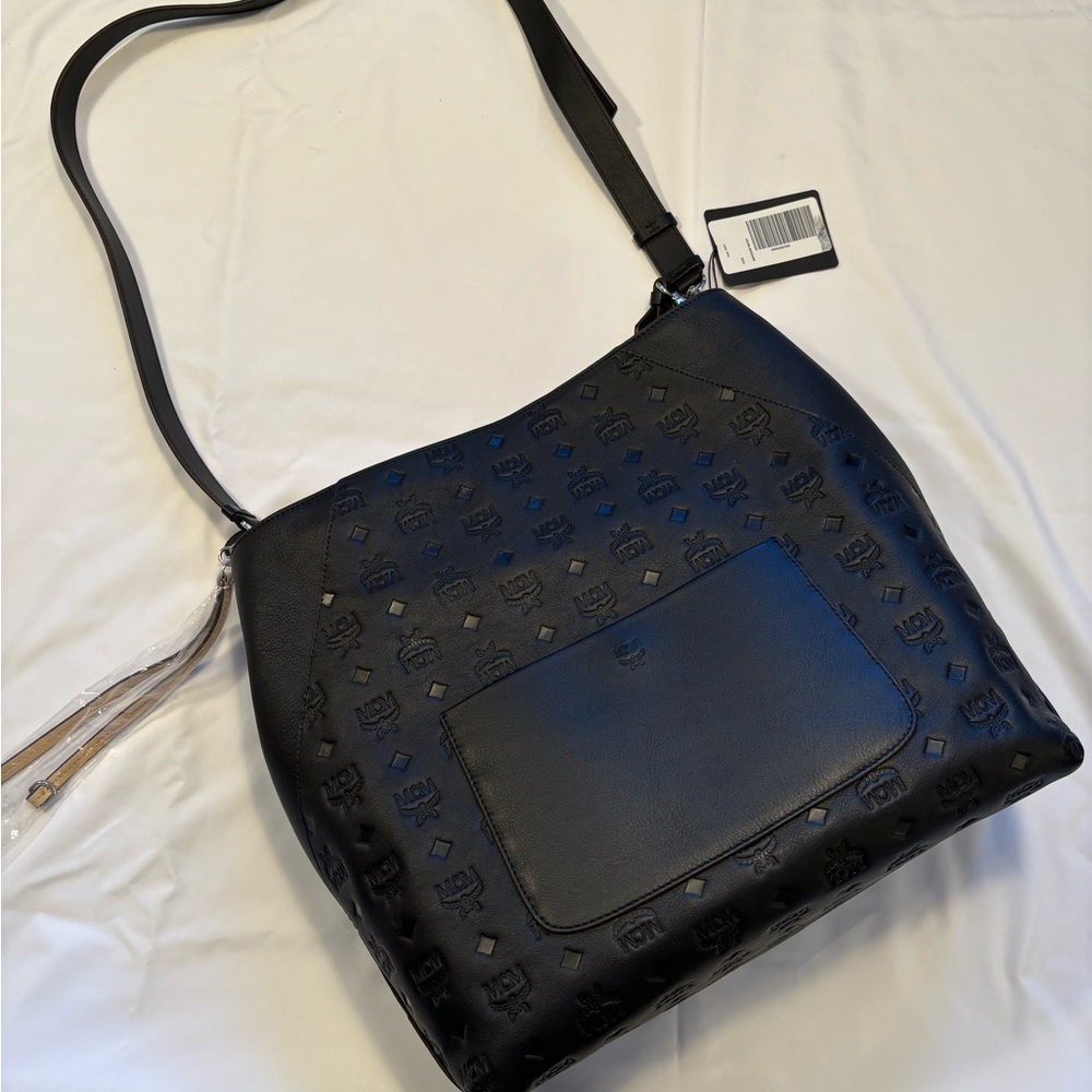 MCM Large Leather Monogram Hobo Bag
